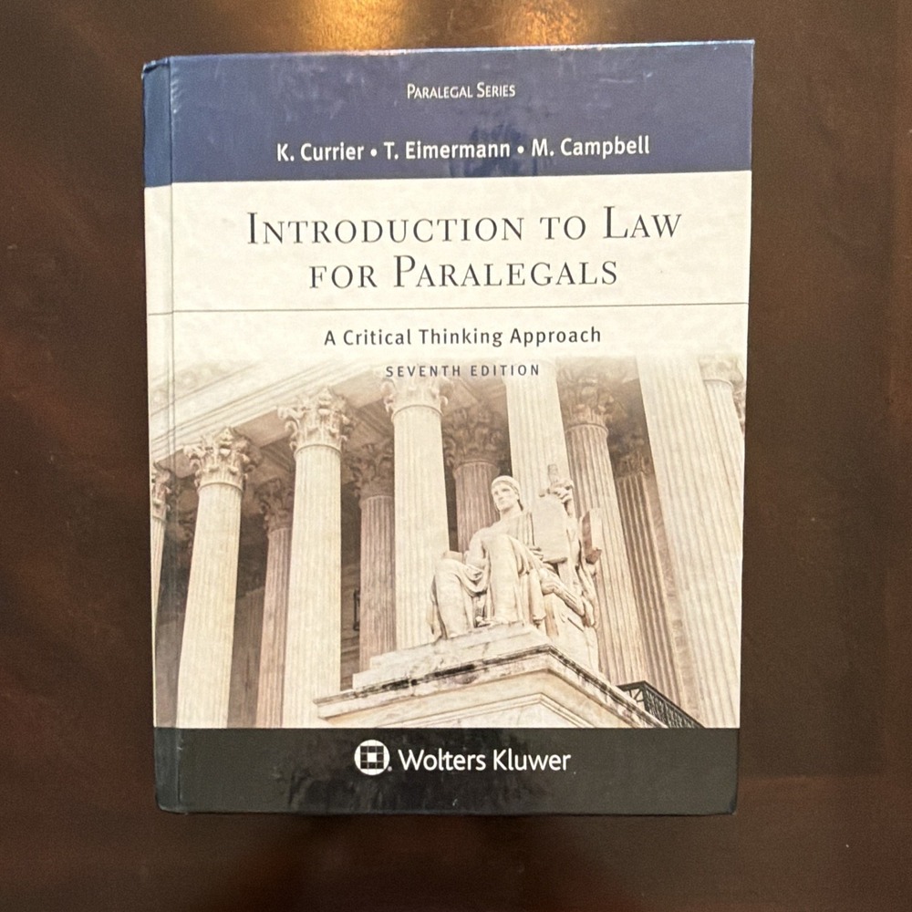 Wolters Kluwer Introduction to Law for Paralegals 7th Ed Paperback 2019